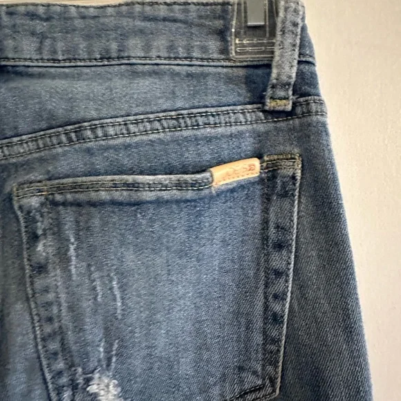 Joe’s Jeans Blue The Smith Mid Rise Straight Crop Distressed Hem Jeans Size 24 - Picture 7 of 8